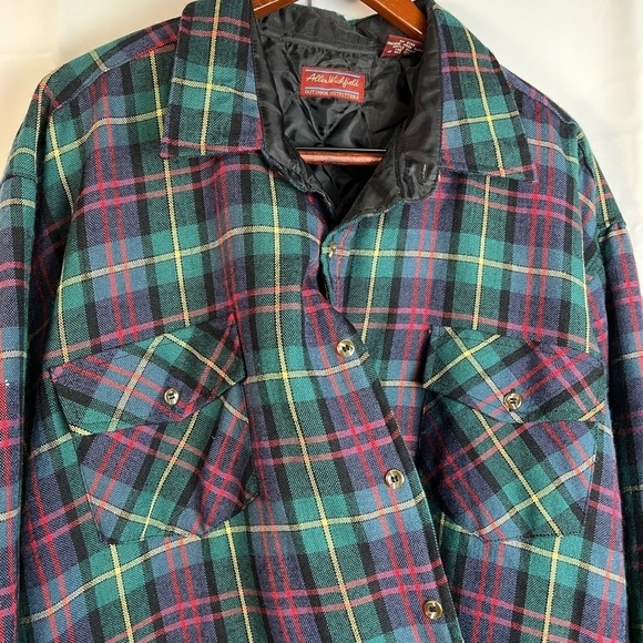 Vintage Allen Winfield Mens Button Up Tartan Plaid Wool Blend Shacket Quilted 3X - Picture 10 of 11